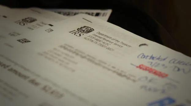 IRS notice paperwork on a desk