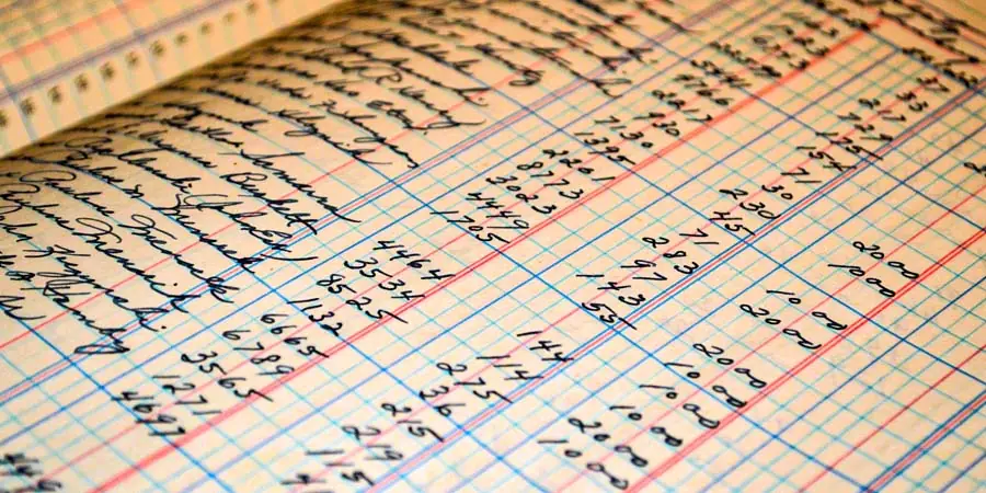 Handwritten figures in an accounting ledger
